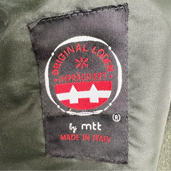 Vtg Italian made grey green wool blend LODEN coat removable fur trim hood EU 38 - Picture 14 of 17